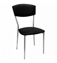 Стул для столовых, кафе, дома РС23, серебристый каркас, экокожа черная