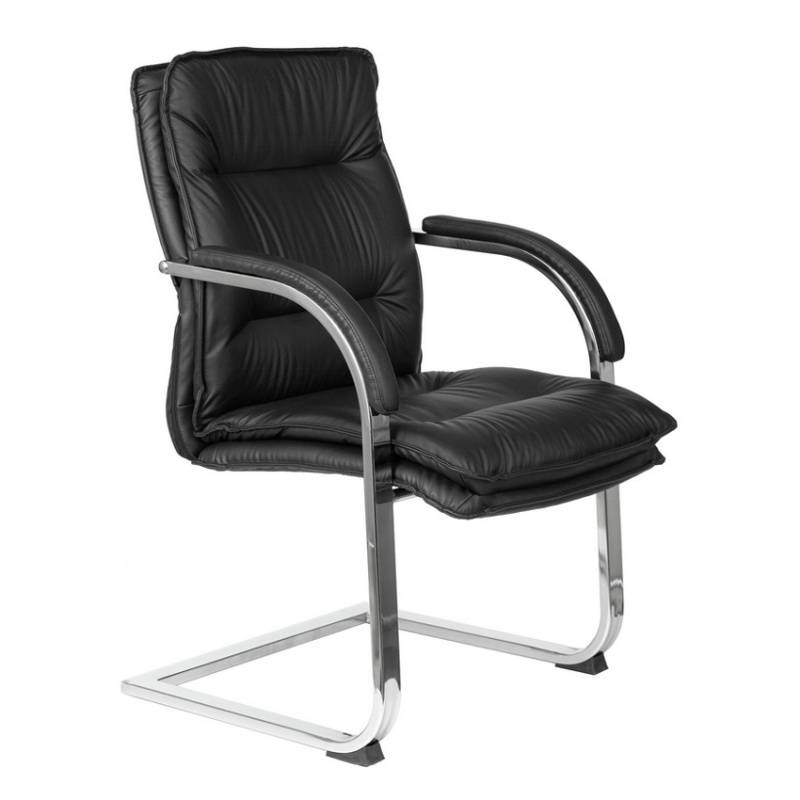 Кресло Бюрократ T-9927SL-LOW-V/BLACK на полозьях черный кожа главное фото